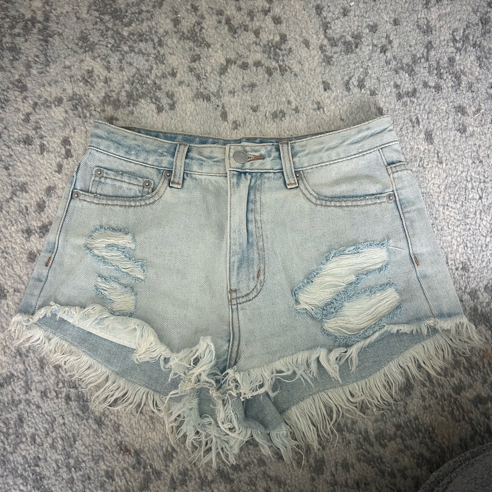 Glassons Blue Distressed Jean Shorts High-Waisted